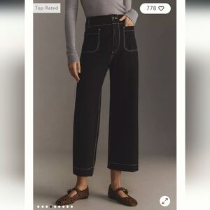 The Colette Cropped Wide-Leg Pants by Maeve: Ponte Contrast Edition *TALL LENGTH